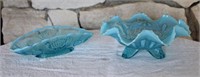 Blue Opalescent Duncan Candy Dishes set 2