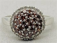 10KT WHITE GOLD 1.13CTS RED/WHITE DIAMOND RING