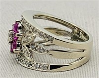 14KT WHITE GOLD .60CTS RUBY & .45CTS DIA. RING