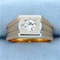 Men's 1ct Solitaire Diamond Ring in 18K White and