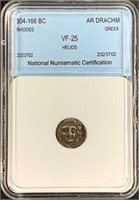 304-166 BC Rhodes-Greek AR Drachm Coin VF-25