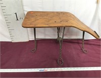 Antique Oak/Wrought Iron Shoe Shining Stool