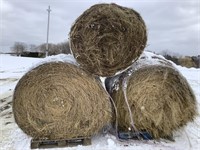3 Round Bales of Grass Hay