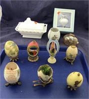 Handmade Egg Collection & Milk Glass & Wedgwood