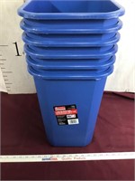 6 New Commercial 7 Gallon Trash Cans, By Suncast