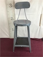 Machinist Chair, Metal With Wood Back