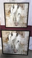 Artwork Oil On Canvas Hand Embellished, Horse