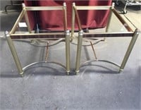 Pair Of Gorgeous Glass And Metal End Tables