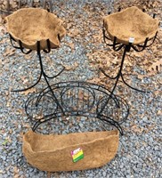 Wrought Iron Planter Stands With Coconut Liners