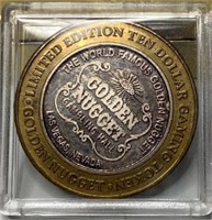 Silver golden nugget $10 token
