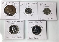 5 US silver proof coins
