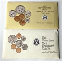 1990 & 1992 US Mint UNC Coint Sets D&P