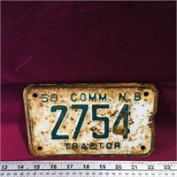 1958 New Brunswick Tractor License Plate