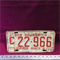 1970 New Brunswick License Plate