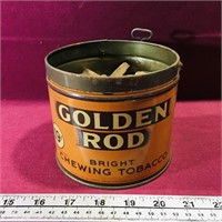 Golden Rod Tobacco Can Filled With Bottle Corks