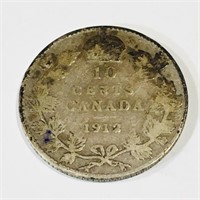 Silver 1912 Canadian 10 Cent Coin