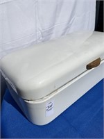 White Enameled Bread Box
