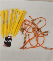 6 Tent stakes and Small Bungee Cords