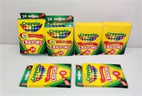 6 Boxes of Crayola CRAYONS - Mostly NEW
