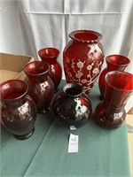 Large Lot of Red Glass