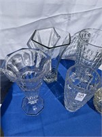 Lot of 5 Glass / Crystal Vases