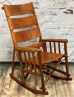 Leather Texas A&M Foldable Rocking Chair w/ Cover