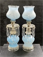 Pair of Vintage Boudoir Lamps w/ Prisms