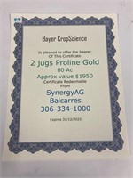 Proline Gold, 2 Jugs  Certificate