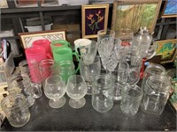Assorted Glass and Plastic Cups and Jars