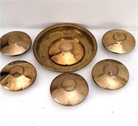 Antique East Asian Brass Rice Bowls Set