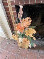 Wooden Painted Signed Fireplace Screen