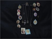 RELIGIOUS NECKLACES,CROSSES,GOOD LUCK COIN,ETC.