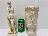 Statuette de Vénus et pot italiens en plâtre