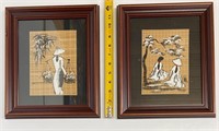 2 peintures sur toile de bambou, atelier des
