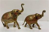 2 éléphants en laiton vintages fait India