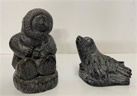 2 sculptures WOLF en pierre de savon