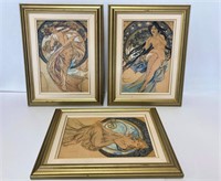 3 repros de nus d’Alphonse Mucha (1860-1939)