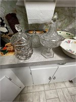 Two Pressed Glass Candy Dishes and