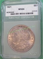 1921 MS 66 NTC Morgan Dollar $682 CPG