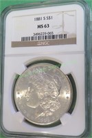 1881 s MS 63 NGC Morgan Dollar - $89 CPG