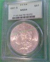 1881 s MS 64 PCGS Morgan Dollar - $116 CPG