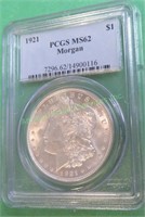 1921 MS 62 PCGS Morgan Dollar