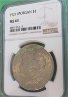 1921 MS 63 NGC Morgan Dollar