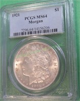 1921 MS 64 PCGS Morgan Dollar