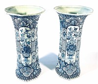Two 18th Century Blue and White Delft Vases