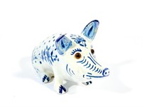 Delft Earthenware Seated Pig