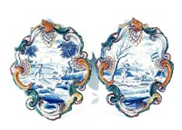 Pair of 18th Century Delft Polychrome Wall Plaques