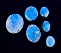 Six Natural Semi Black Opals