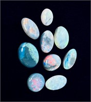 Nine Cabochon Cut Natural Opals