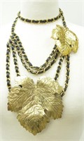 Vintage Chanel Fig Leaf Chain Belt/Necklace